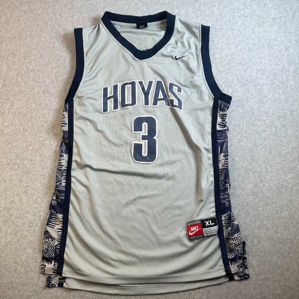 Nike Allen Iverson #3 Georgetown Hoyas Gray Blue Basketball Jersey Mens XL
